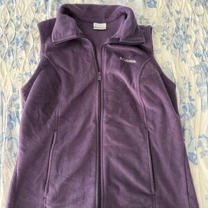Columbia Purple Fleece Vest Women’s Large | Soft Warm Cozy Zip Up